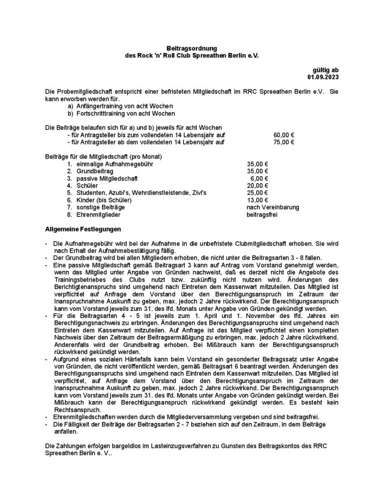 Beitrags-ordnung