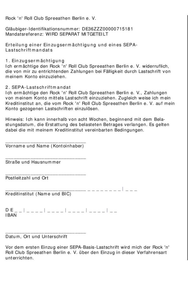 SEPA-Formular
